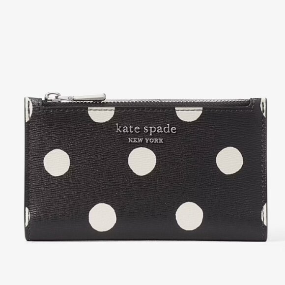 Kate Spade Morgan Sunshine Dot Small Slim Bifold Wallet Black